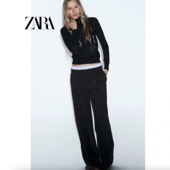 ZARA contrast double waist trousers boxer trim pants women size XS capsule smart - Picture 4 of 6